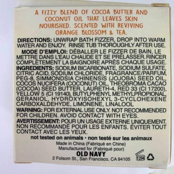 Kindred Goods Orange Blossom & Tea Bath bomb Fizzer 5.3 oz Old Navy Fizzies NEW - Picture 6 of 9